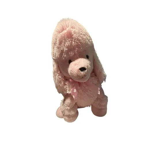 Dan Dee Pink Poodle Plush Stuffed Animal Heart Ribbon Shaggy Dog Toy - Picture 1 of 8